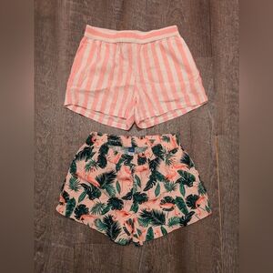 Striped and Tropical Print Girls Shorts Set